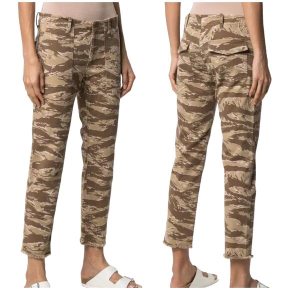 Nili Lotan NWT Camouflage Print Cropped Trousers Pant Size 8 Elastic Zip Cuff - Picture 1 of 10